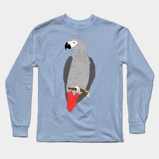 African Grey Parrot on Perch Long Sleeve T-Shirt